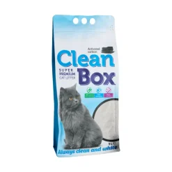 Clean Box Super Premium Activated Carbon - Постелка за котешка тоалетна бял бентонит с Активен въглен 5L - 3 броя в стек