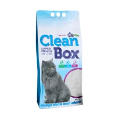 Clean Box Super Premium Lavender - Постелка за котешка тоалетна бял бентонит с аромат на Лавандула 5L - 3 броя в стек