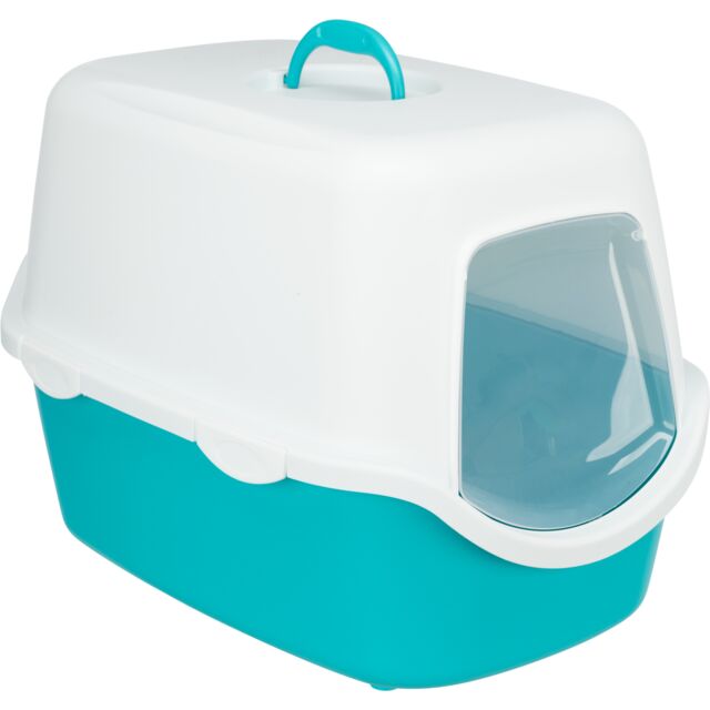 Trixie Vico Litter Tray with Hood – Закрита котешка тоалетна Вико в цвят тюркоаз и бяло (40×40×56 см) 2 Trixie Vico Litter Tray with Hood – Закрита котешка тоалетна Вико в цвят тюркоаз и бяло (40×40×56 см) - Image 2