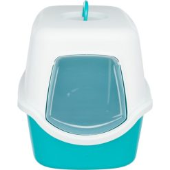 Trixie Vico Litter Tray with Hood – Закрита котешка тоалетна Вико в цвят тюркоаз и бяло (40×40×56 см)
