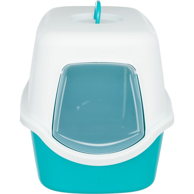 Trixie Vico Litter Tray with Hood – Закрита котешка тоалетна Вико в цвят тюркоаз и бяло (40×40×56 см) 1 Trixie Vico Litter Tray with Hood – Закрита котешка тоалетна Вико в цвят тюркоаз и бяло (40×40×56 см)