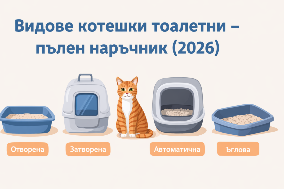 Видове котешки тоалетни – пълен наръчник (2026) 4 видове котешки тоалетни наръчник 2026г